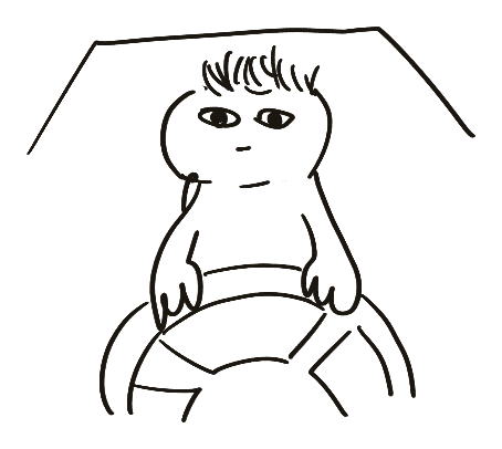 Line illustration of a person gripping a steering wheel while driving